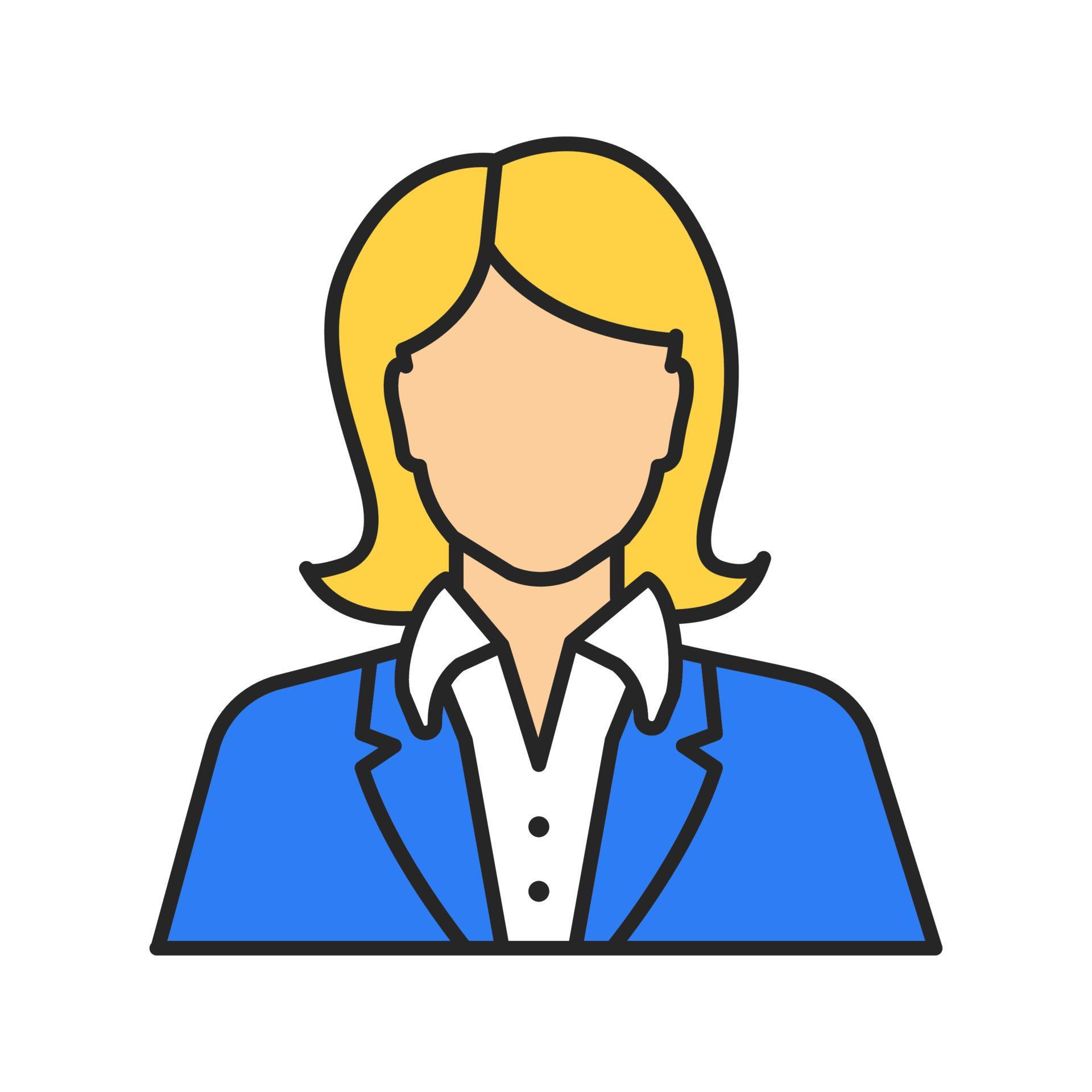 office worker color icon businesswoman admin manager secretary receptionist isolated illustration vector